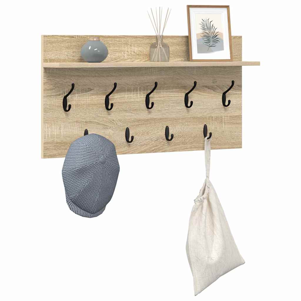 vidaXL Τοίχου Κρεμάστρα Επιτοίχιο Δρύς Sonoma 80 x 40 x 12 cm