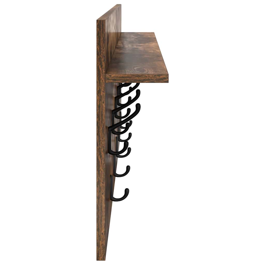 vidaXL Τοίχου Κρεμάστρα Επιτοίχιο Καπνιστό Δρύς 100 x 40 x 12 εκ