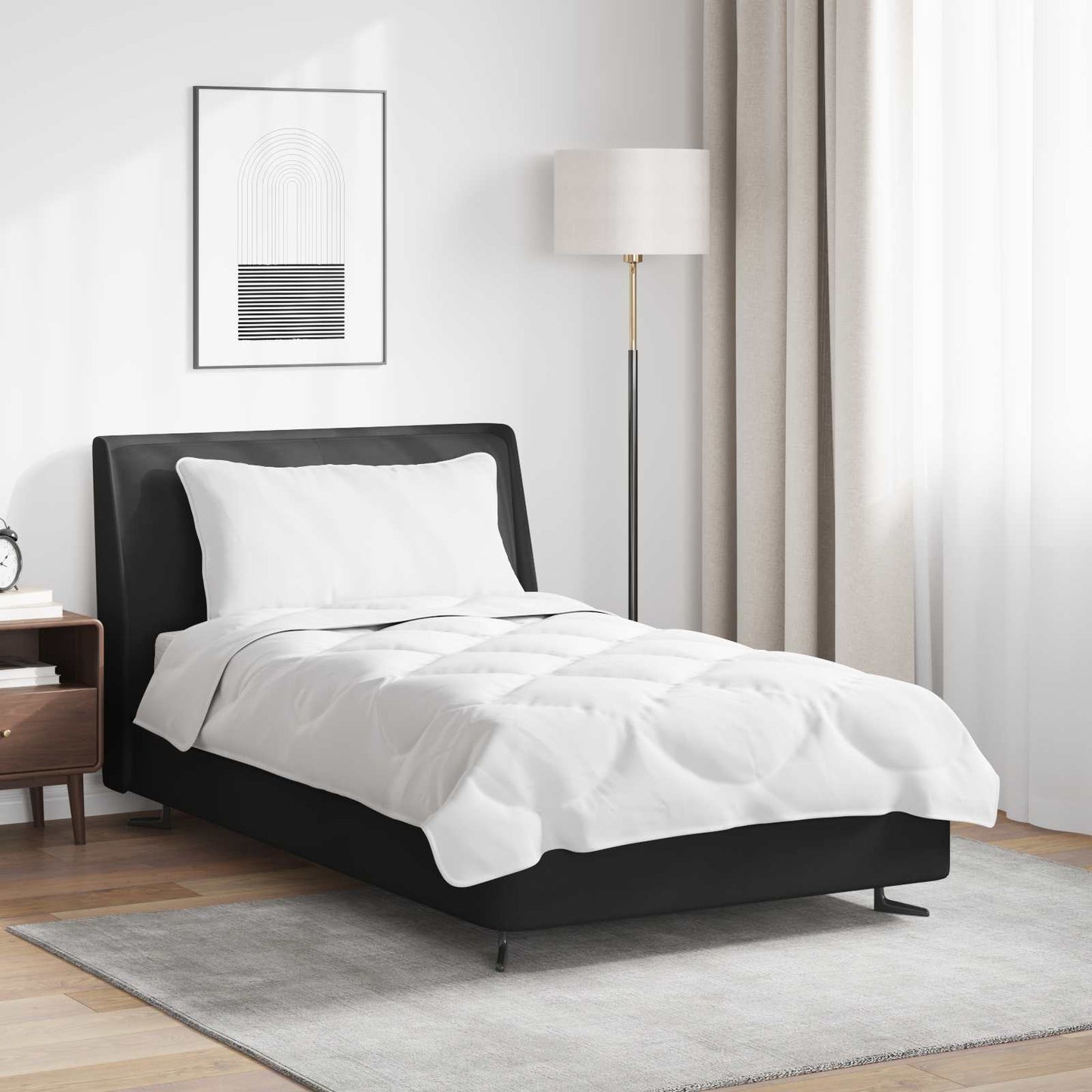 vidaXL Πάπλωμα με μαξιλάρι 2 pcs Λευκό 155 x 200 εκ. Μικροΐνες