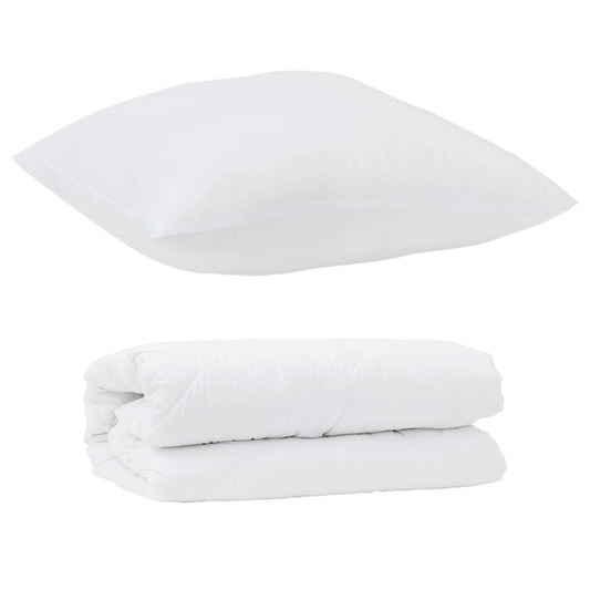 vidaXL Πάπλωμα με μαξιλάρι 2 pcs Λευκό 155 x 200 εκ. Μικροΐνες