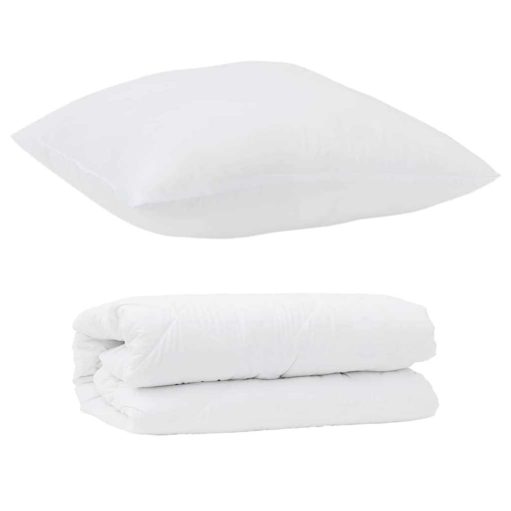 vidaXL Πάπλωμα με μαξιλάρι 2 pcs Λευκό 135 x 220 εκ. Μικροΐνες