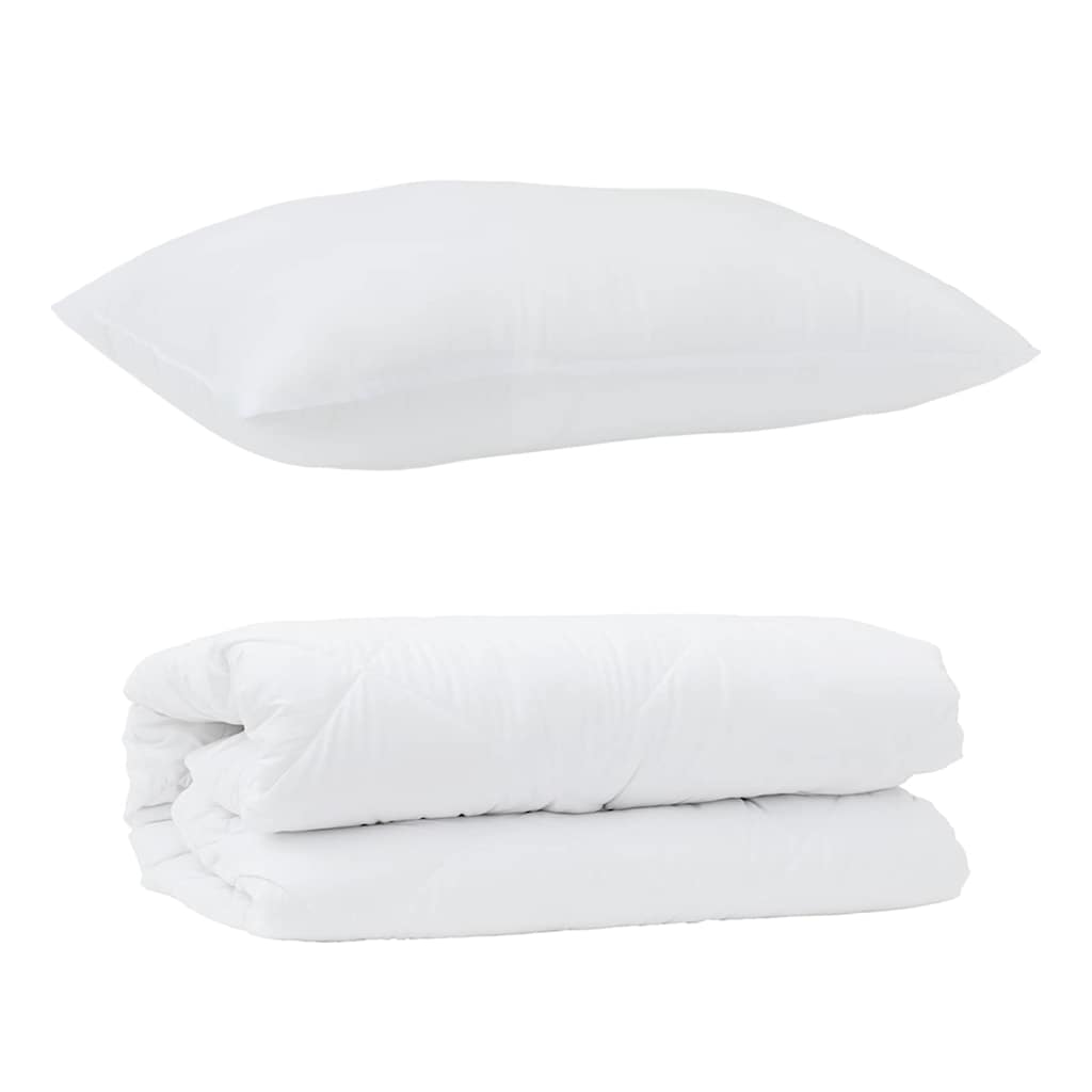 vidaXL Πάπλωμα με μαξιλάρι 2 pcs Λευκό 140 x 220 cm Μικροΐνες