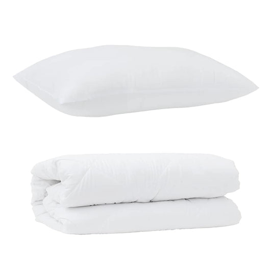 vidaXL Πάπλωμα με μαξιλάρι 2 pcs Λευκό 140 x 220 cm Μικροΐνες
