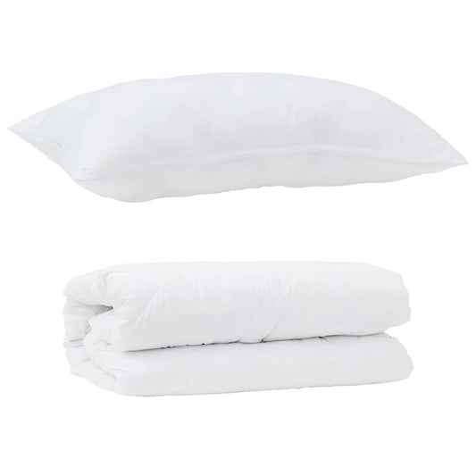 vidaXL Πάπλωμα με μαξιλάρι 2 pcs Λευκό 140 x 220 cm Μικροΐνες