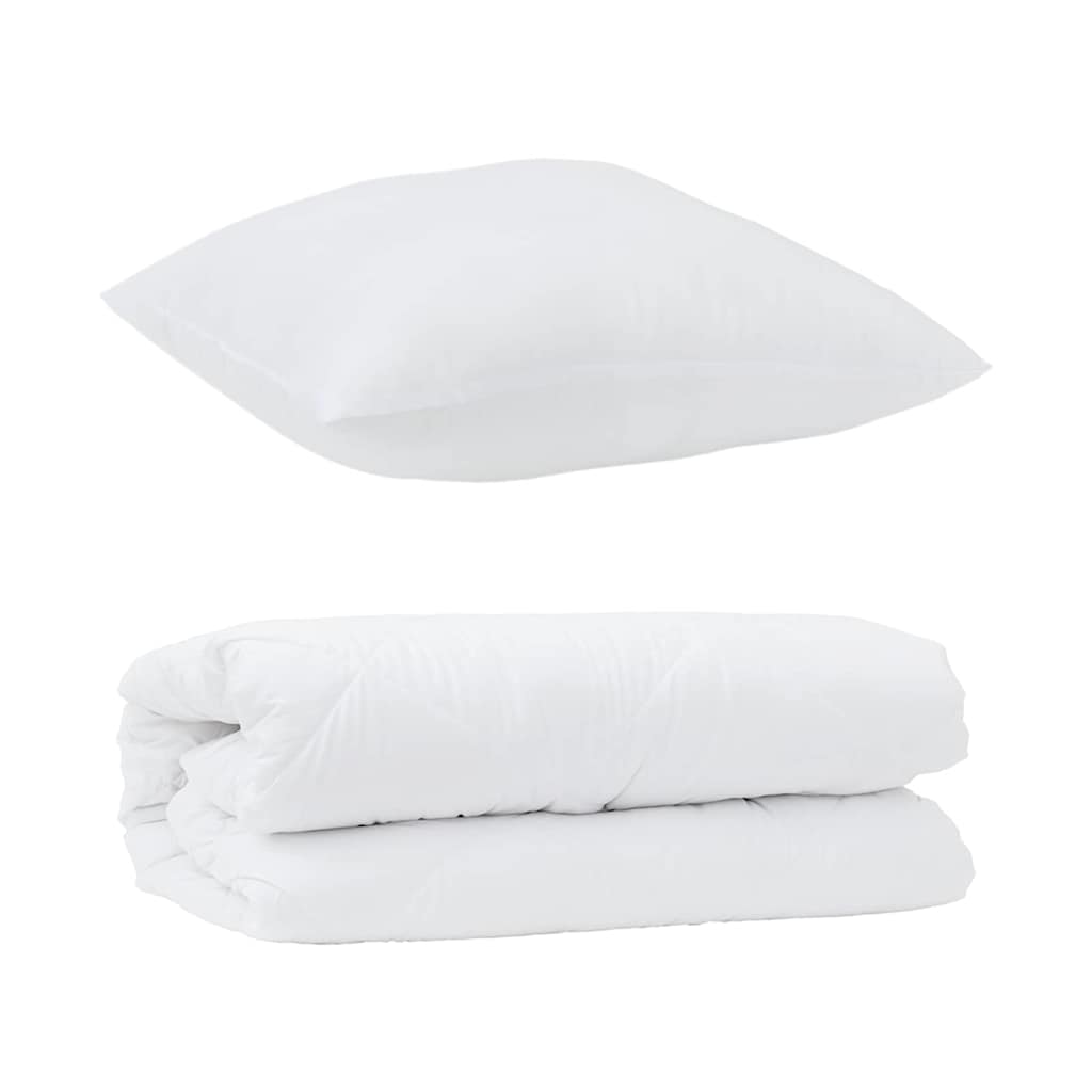 vidaXL Πάπλωμα με μαξιλάρι 2 pcs Λευκό 140 x 220 cm Μικροΐνες