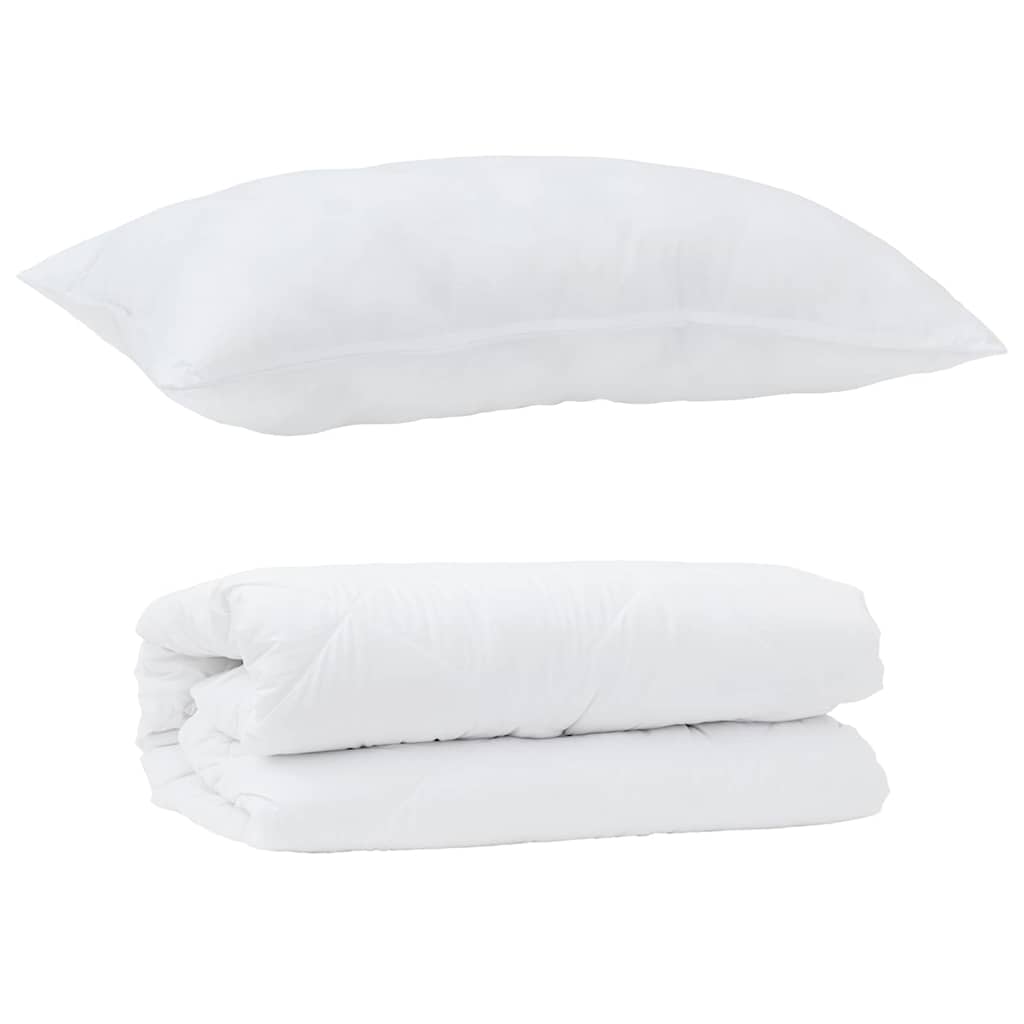 vidaXL Πάπλωμα με μαξιλάρι 2 pcs Λευκό 155 x 220 cm Μικροΐνες
