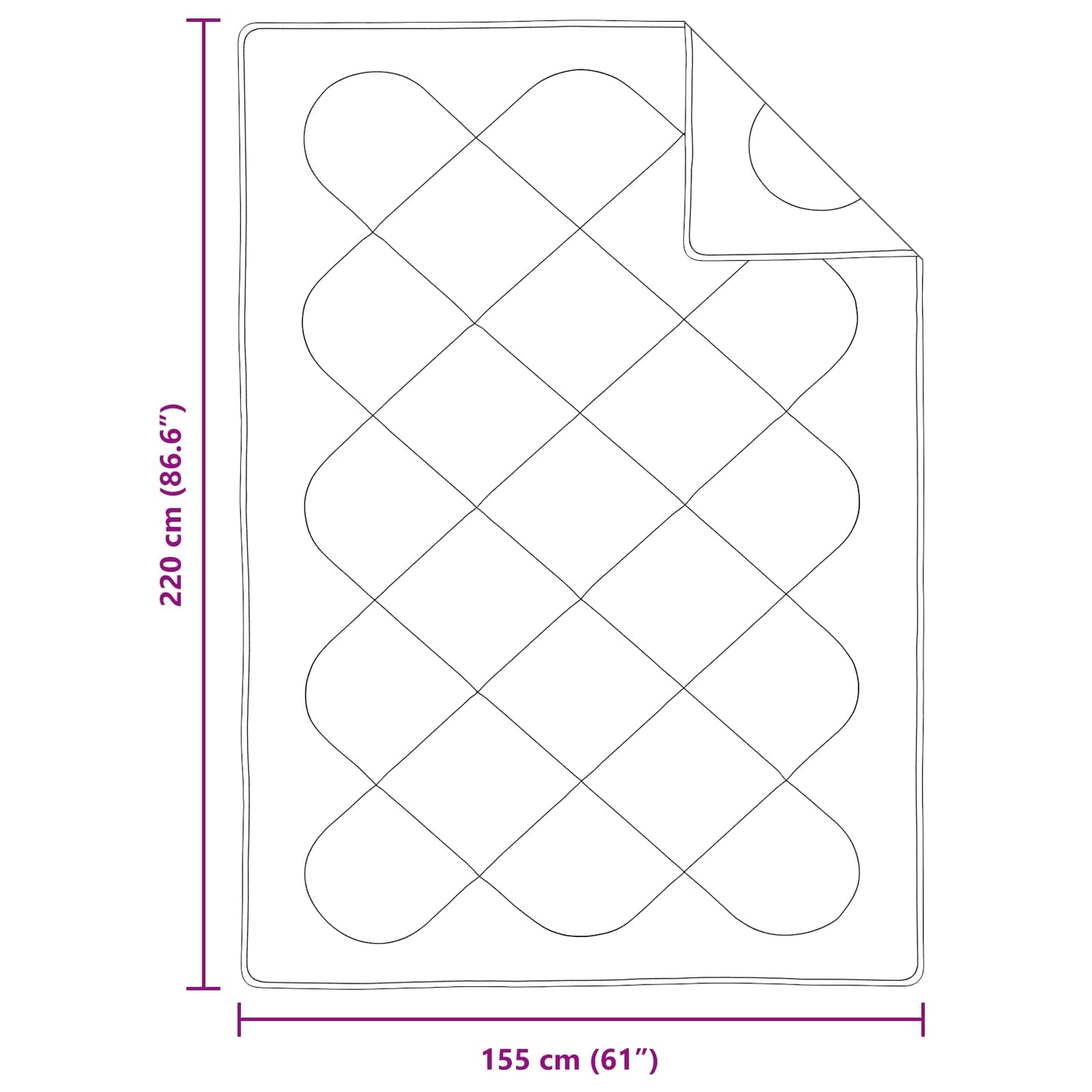vidaXL Πάπλωμα με μαξιλάρι 2 pcs Λευκό 155 x 220 cm Μικροΐνες