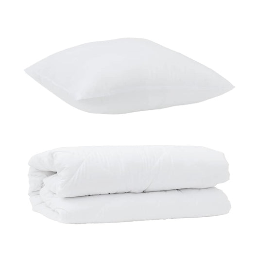 vidaXL Πάπλωμα με μαξιλάρι 2 pcs Λευκό 155 x 220 cm Μικροΐνες