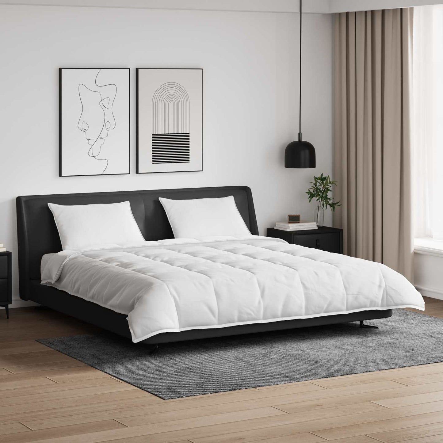 vidaXL Σετ Παπλωμάτων με μαξιλάρι 3 pcs Λευκό Φτέρος