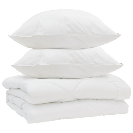 vidaXL Πάπλωμα με μαξιλάρι 3 pcs Λευκό Μικροΐνες