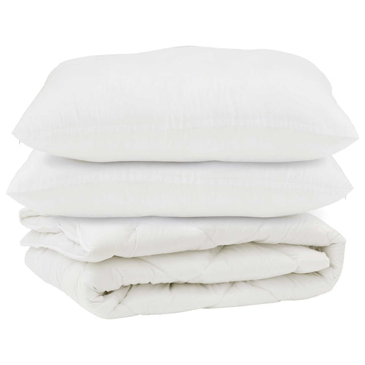 vidaXL Πάπλωμα με μαξιλάρι 3 pcs Λευκό Μικροΐνες