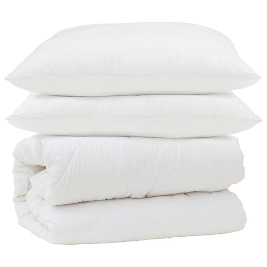 vidaXL Σετ Παπλωμάτων 3 pcs Λευκό Μικροΐνες και Φτερά Από Πούπουλο