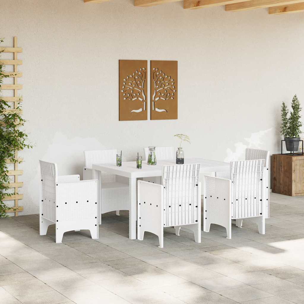 vidaXL Τραπέζι Κήπου Λευκό 150 x 100 x 73 εκ. συνθετικό ρατάν