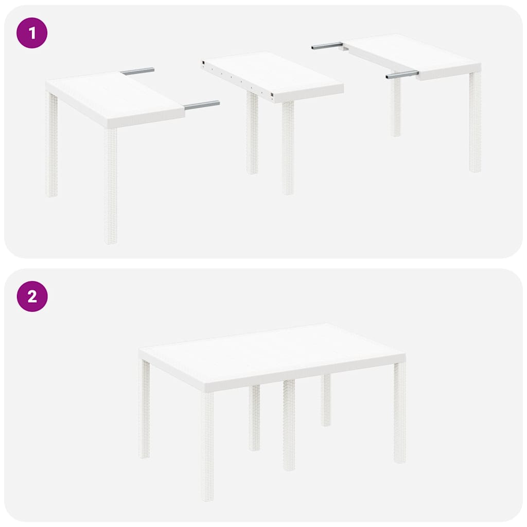 vidaXL Τραπέζι Κήπου Λευκό 150 x 100 x 73 εκ. συνθετικό ρατάν