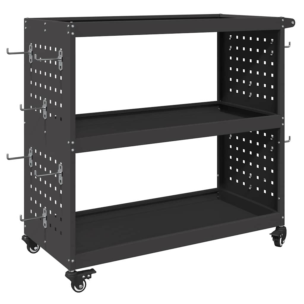 vidaXL Καρότσι εργαλείων Μαύρο 75 x 35 x 73 εκ. Ψυχρής έλασης χάλυβας