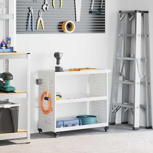 vidaXL Καρότσι εργαλείων Λευκό 75 x 35 x 73 εκ. Ψυχρής έλασης χάλυβας
