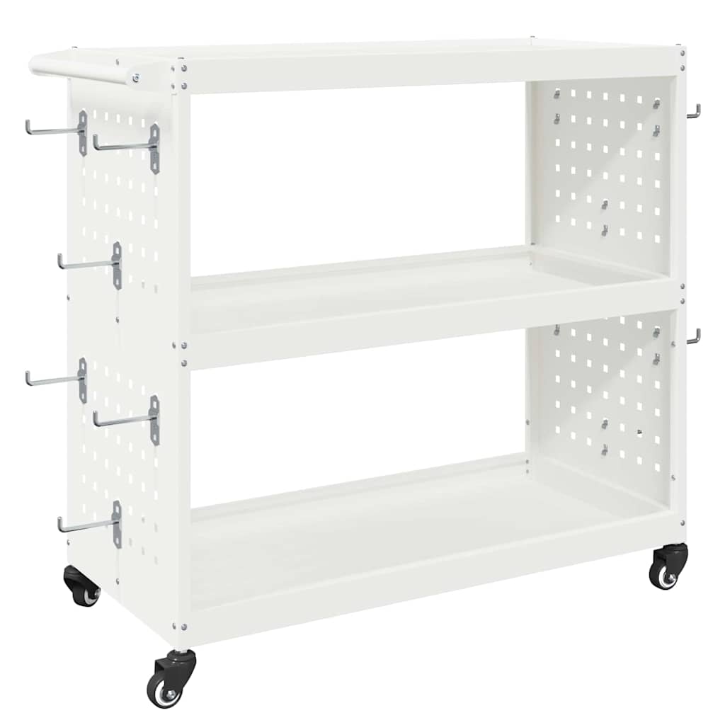 vidaXL Καρότσι εργαλείων Λευκό 75 x 35 x 73 εκ. Ψυχρής έλασης χάλυβας