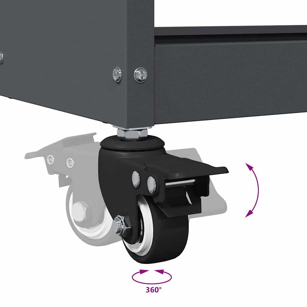 vidaXL Καρότσι εργαλείων με ράφι με τροχούς Ανθρακί 75 x 35 x 73 εκ.