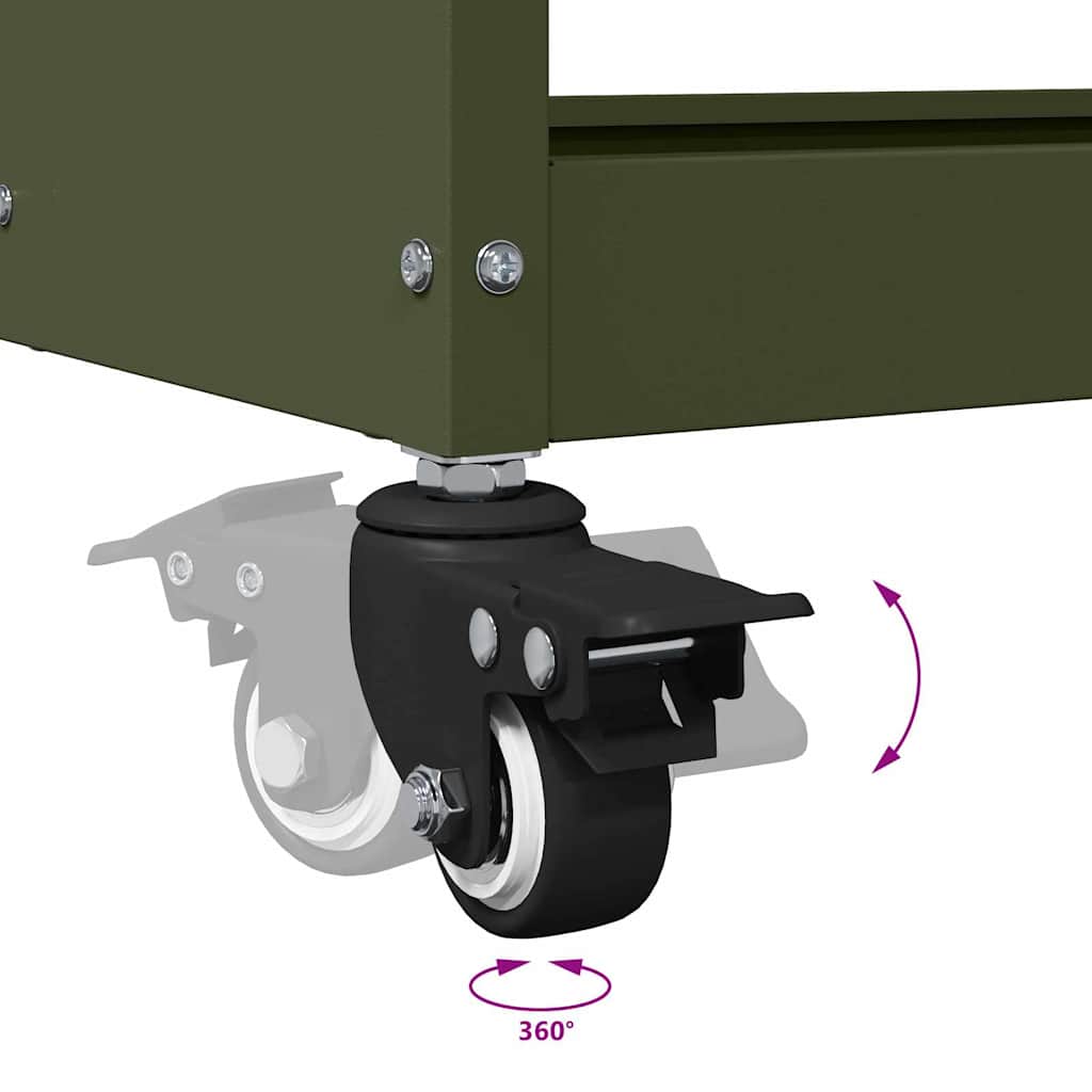 vidaXL Καρότσι εργαλείων με ράφι Ελιά Πράσινη 75 x 35 x 73 εκ.
