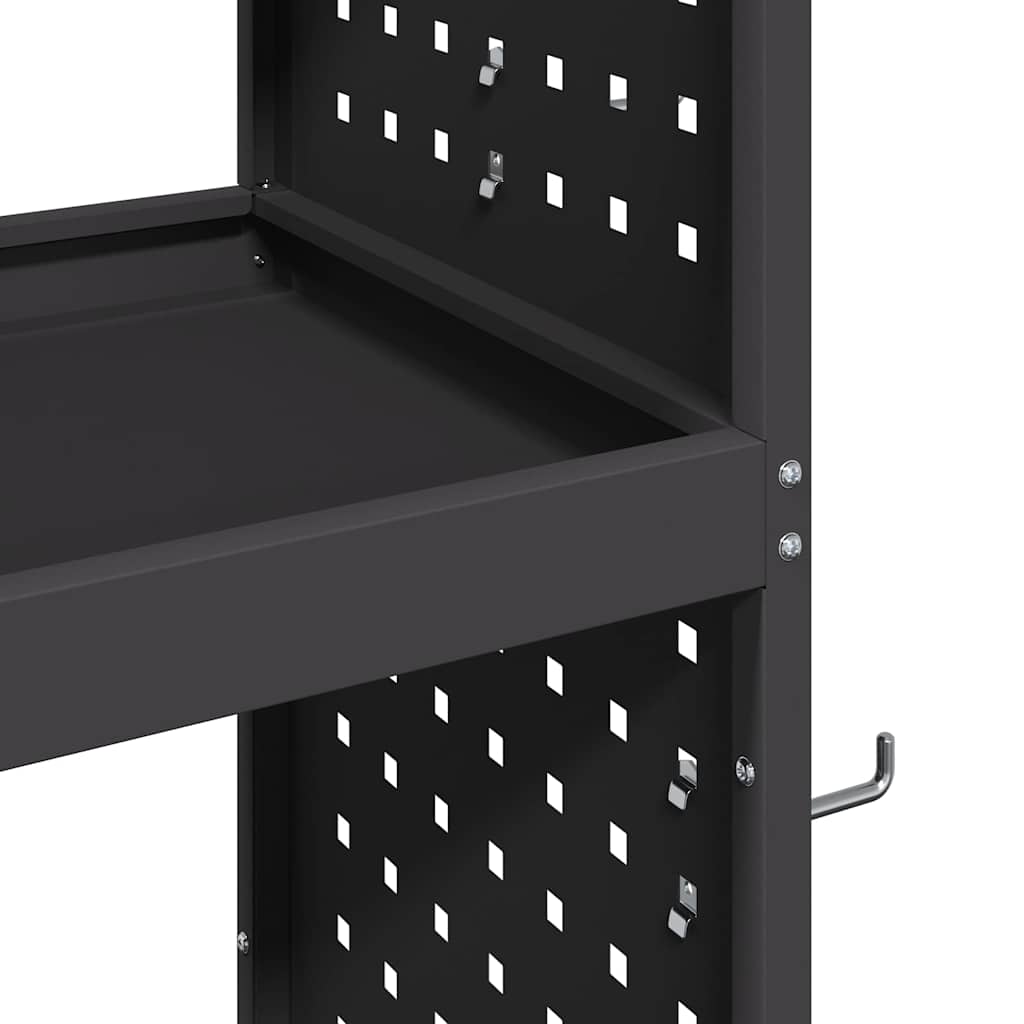 vidaXL Καρότσι εργαλείων Μαύρο 65 x 35 x 111 εκ Ψυχρής έλασης χάλυβας