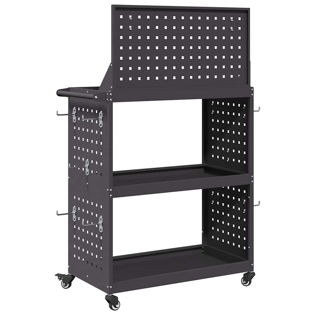 vidaXL Καρότσι εργαλείων Μαύρο 65 x 35 x 111 εκ Ψυχρής έλασης χάλυβας