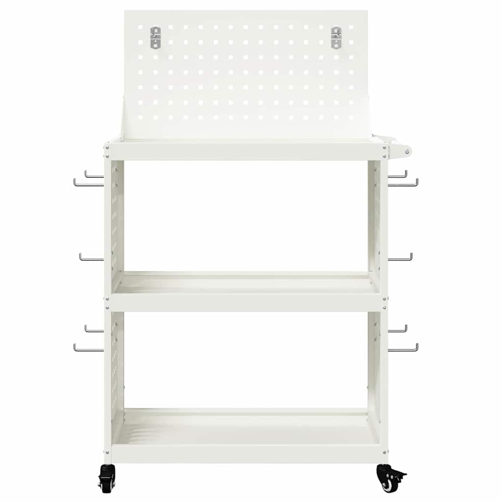 vidaXL Καρότσι εργαλείων Λευκό 65 x 35 x 111 εκ Ψυχρής έλασης χάλυβας