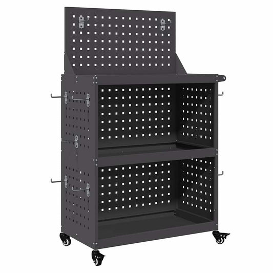 vidaXL Καρότσι εργαλείων Μαύρο 65 x 35 x 111 εκ Ψυχρής έλασης χάλυβας