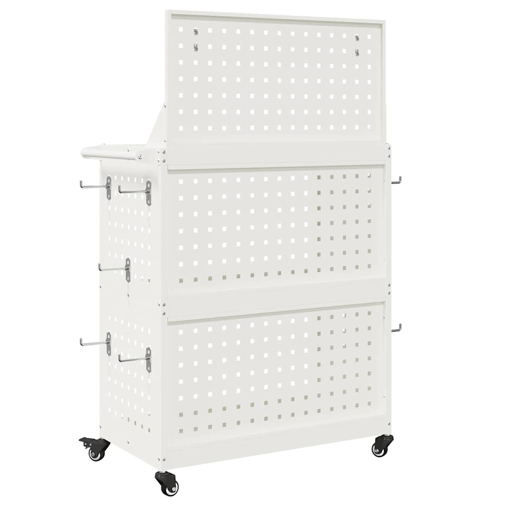 vidaXL Καρότσι εργαλείων Λευκό 65 x 35 x 111 εκ Ψυχρής έλασης χάλυβας
