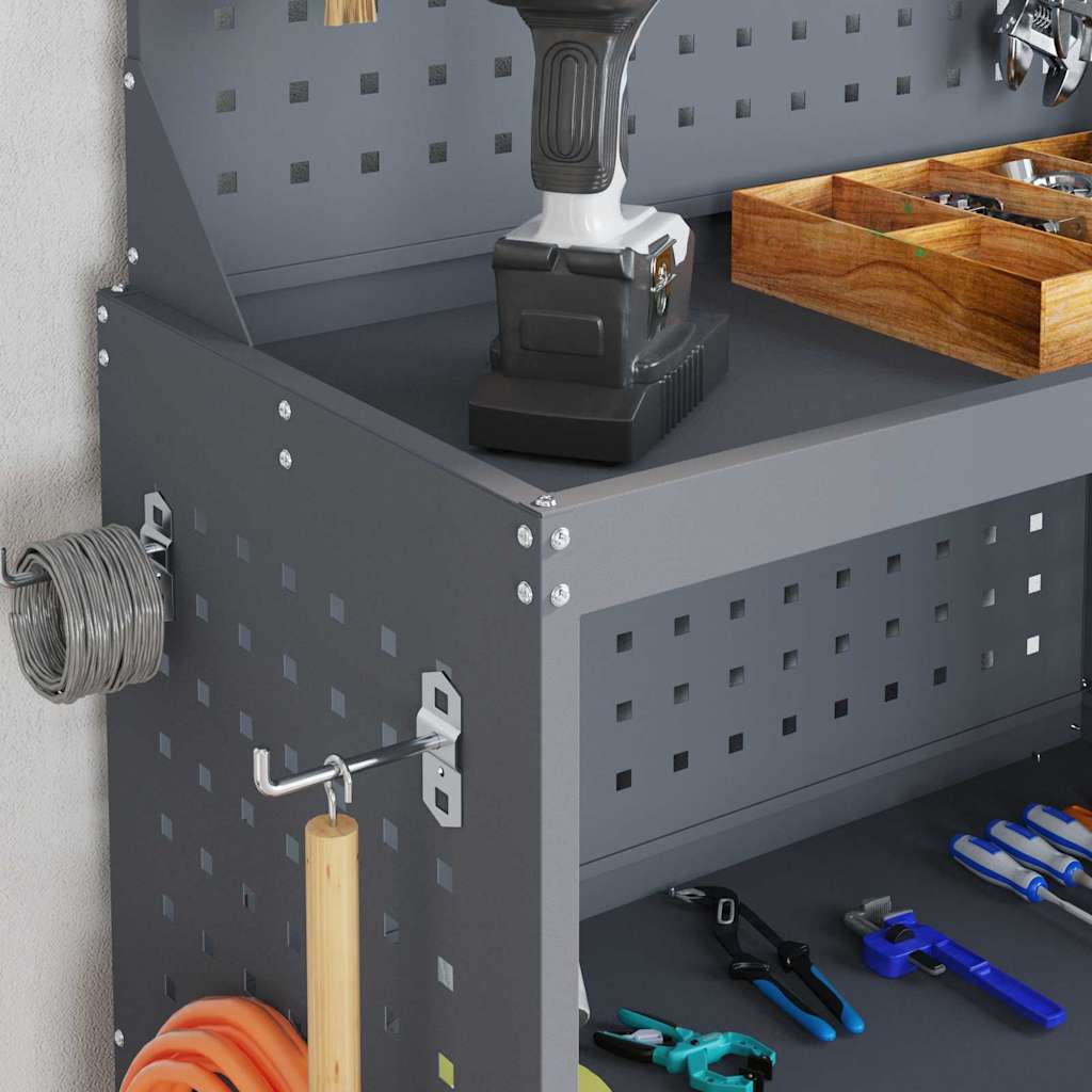 vidaXL Καρότσι εργαλείων με ράφι με τροχούς Ανθρακί 65 x 35 x 111 εκ