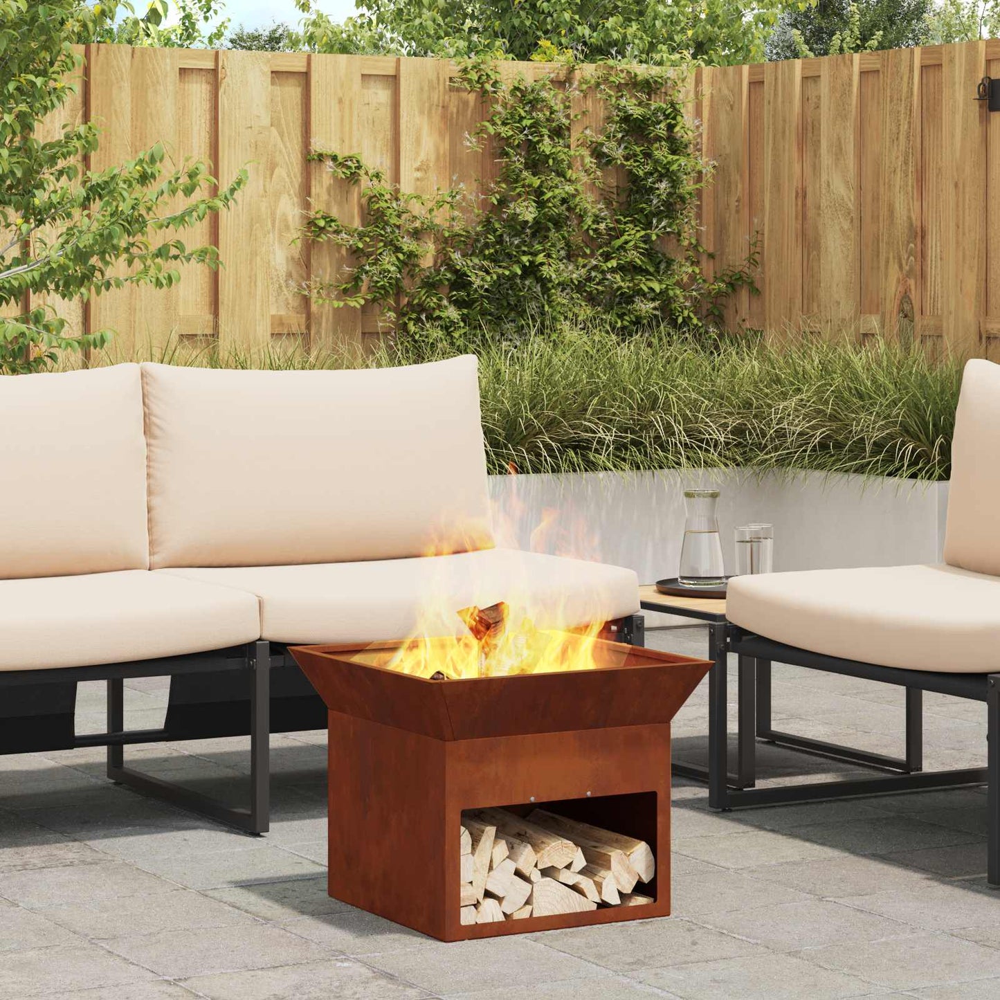 vidaXL Φωτιά Σκ rusty 50 x 50 x 40 cm Ατσάλι σκληρυθέν στον αέρα