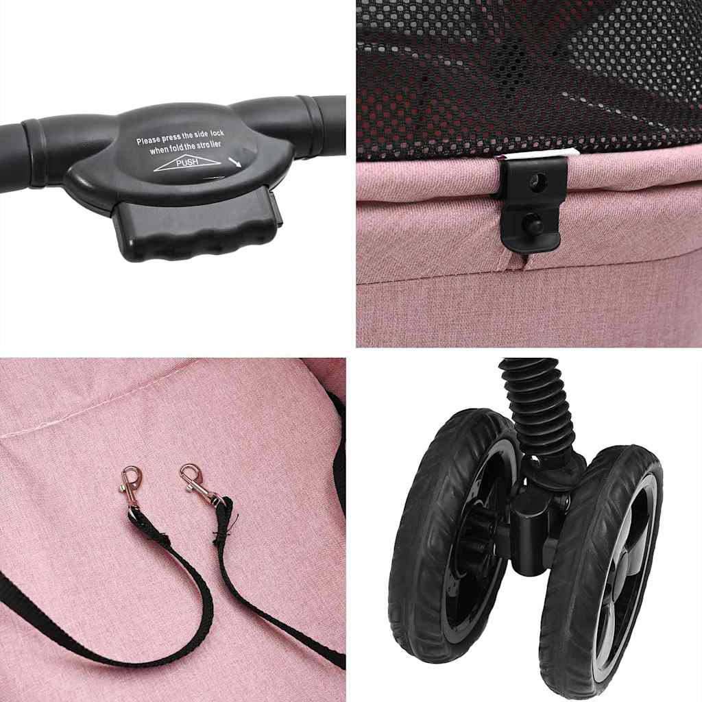 vidaXL Αναδιπλούμενο Καροτσάκι Κατοικίδιων Ροζ 81 x 47 x 99 εκ.