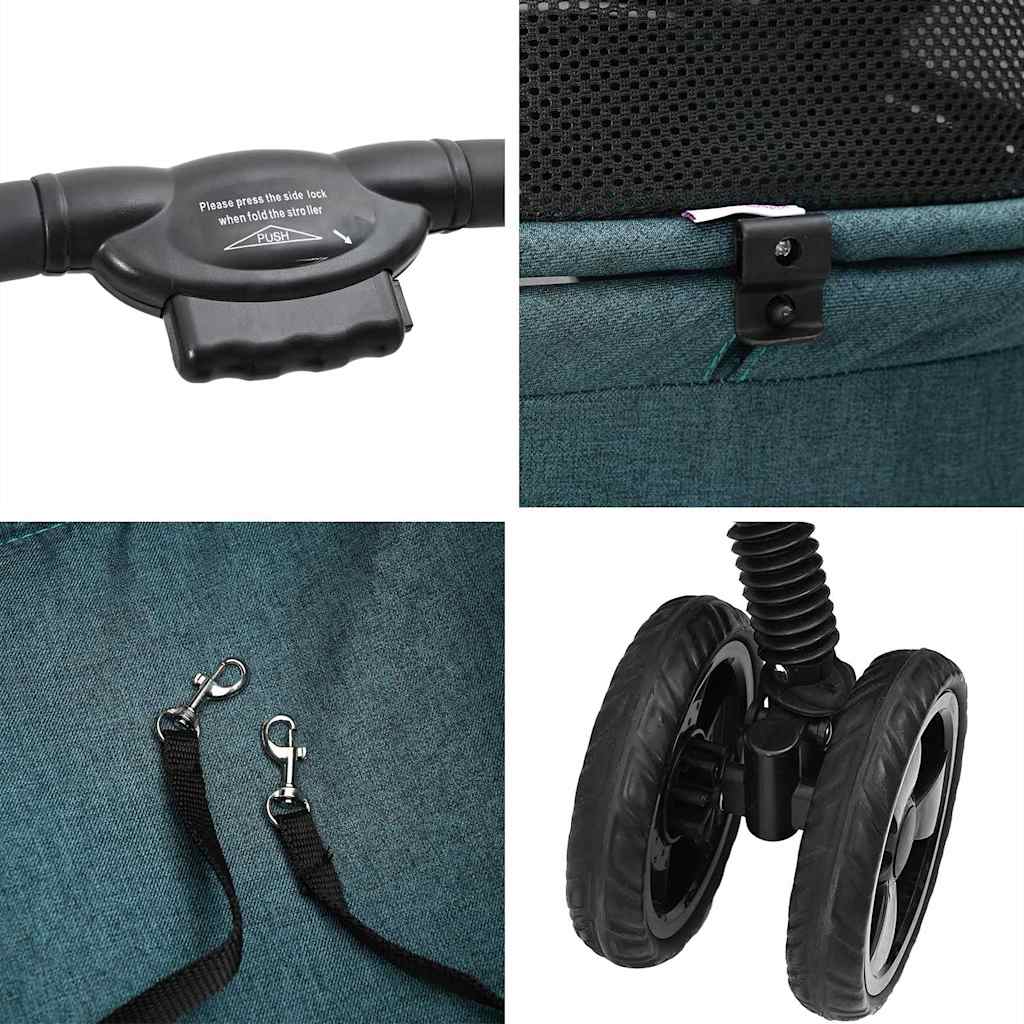 vidaXL Αναδιπλούμενο Καροτσάκι Κατοικίδιων Πράσινο 81 x 47 x 99 εκ.