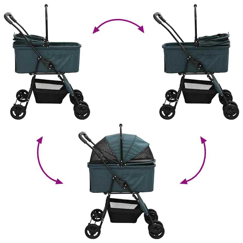 vidaXL Αναδιπλούμενο Καροτσάκι Κατοικίδιων Πράσινο 81 x 47 x 99 εκ.