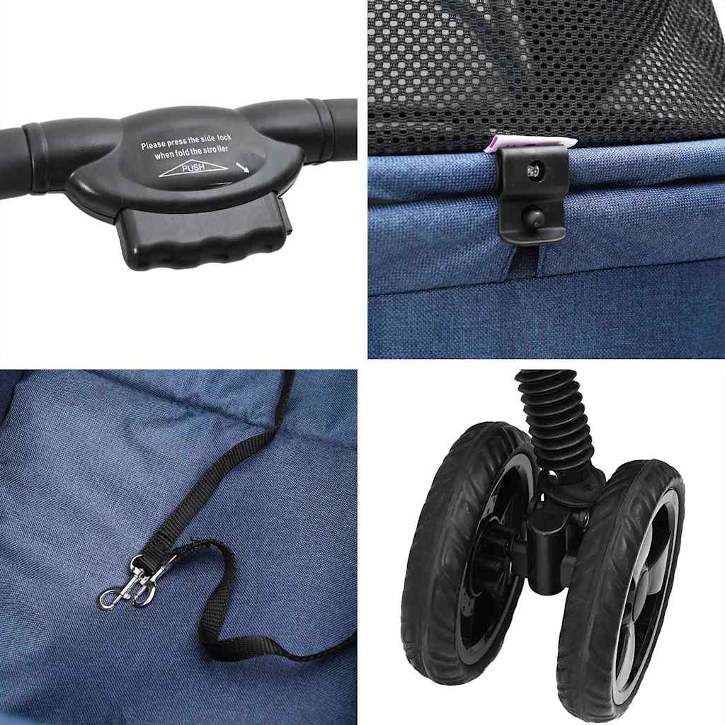 vidaXL Αναδιπλούμενο Καροτσάκι Κατοικίδιων Μπλε 81 x 47 x 99 εκ.