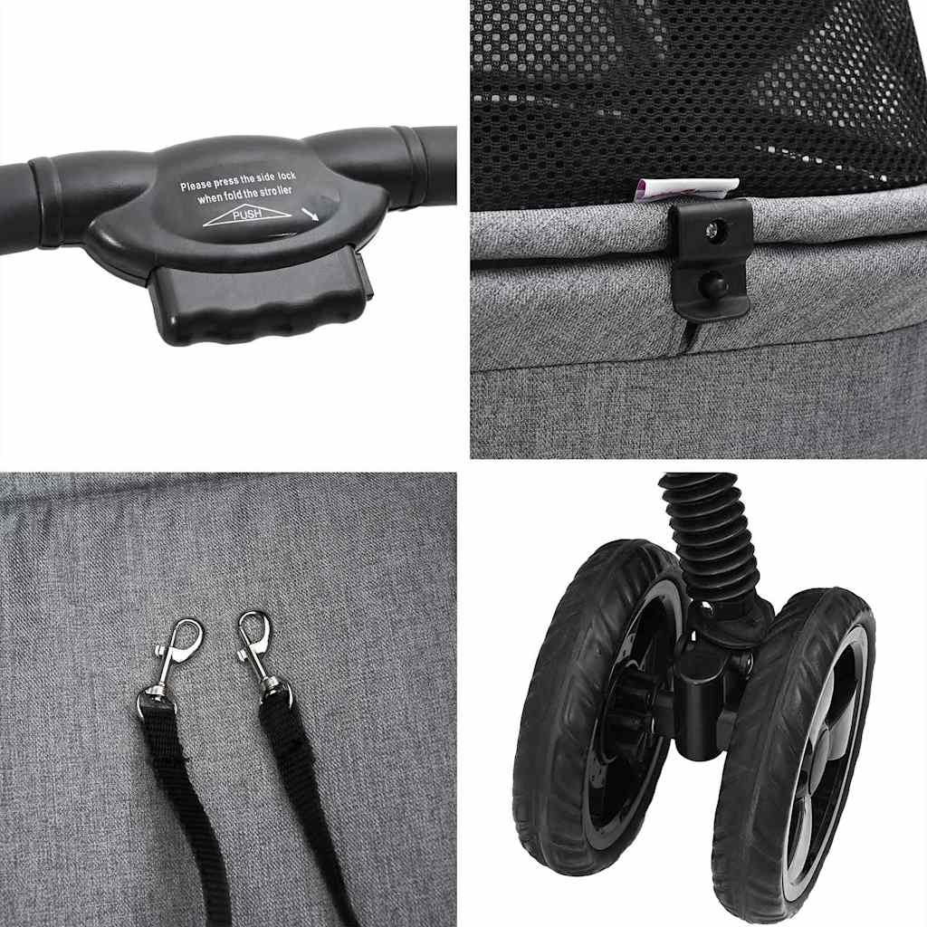 vidaXL Αναδιπλούμενο Καροτσάκι Κατοικίδιων Γκρι 81 x 47 x 99 εκ.