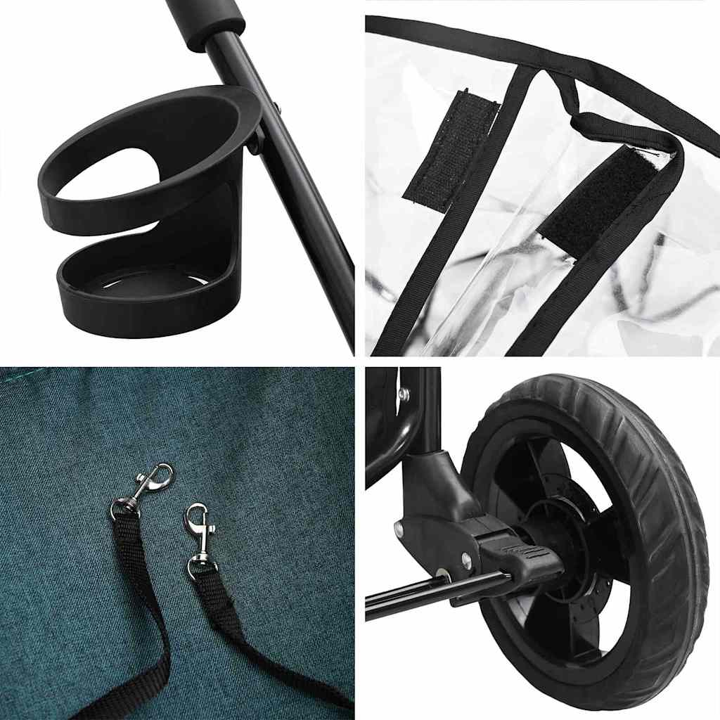 vidaXL Αναδιπλούμενο Καροτσάκι Κατοικίδιων Πράσινο 78 x 54 x 101 εκ.