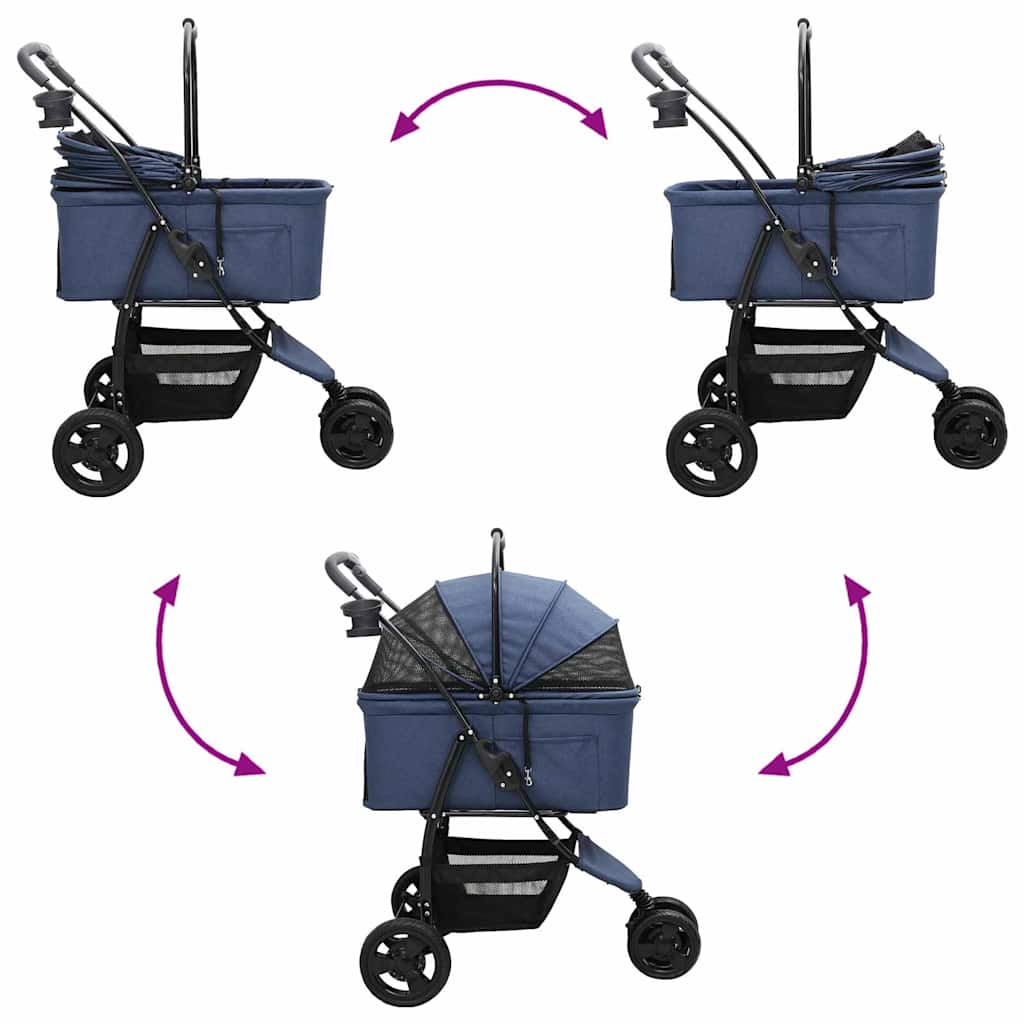 vidaXL Αναδιπλούμενο Καροτσάκι Κατοικίδιων Μπλε 78 x 54 x 101 εκ.