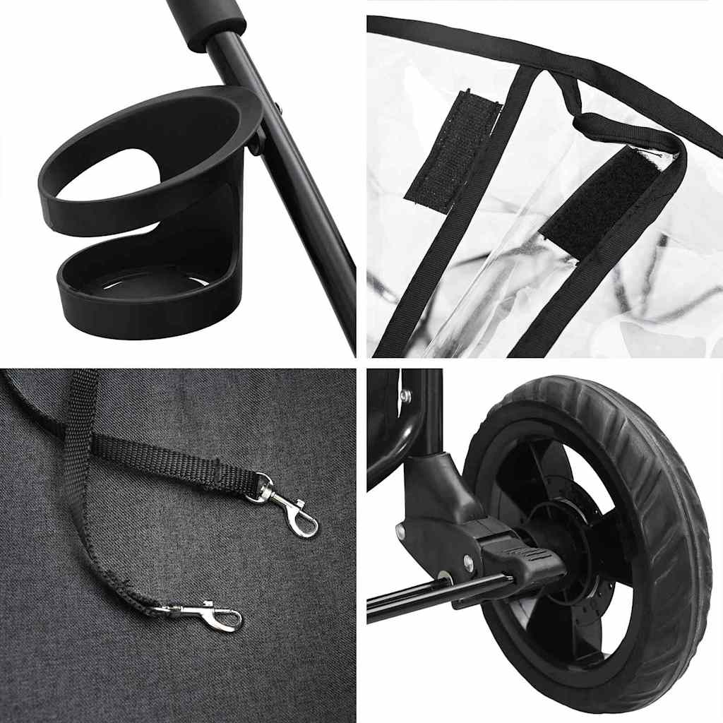 vidaXL Αναδιπλούμενο Καροτσάκι Κατοικίδιων Μαύρο 78 x 54 x 101 εκ.