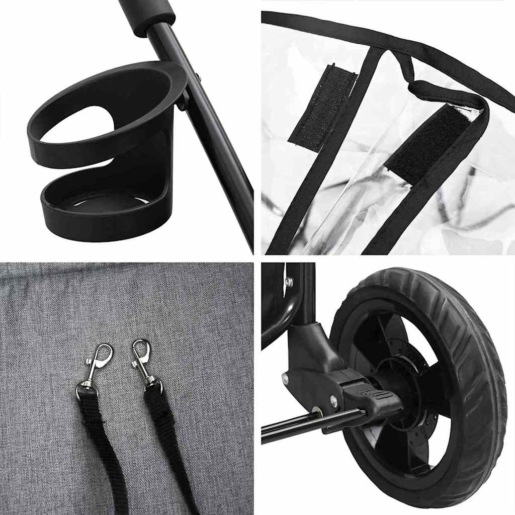 vidaXL Αναδιπλούμενο Καροτσάκι Κατοικίδιων Γκρι 78 x 54 x 101 εκ.