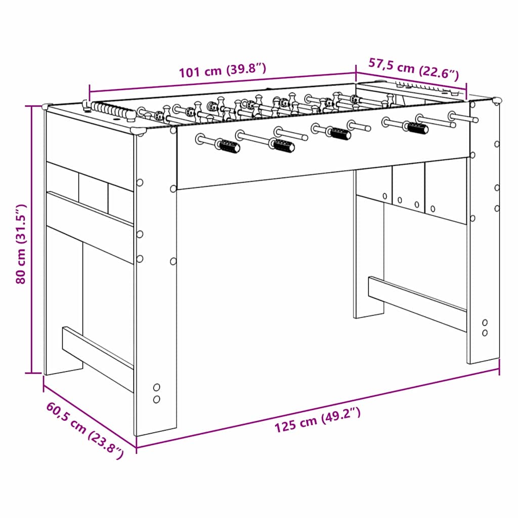 vidaXL Τραπέζι Φουτμπολ Σκυρόδεμα Γκρι 125 x 60,5 x 80 εκ.