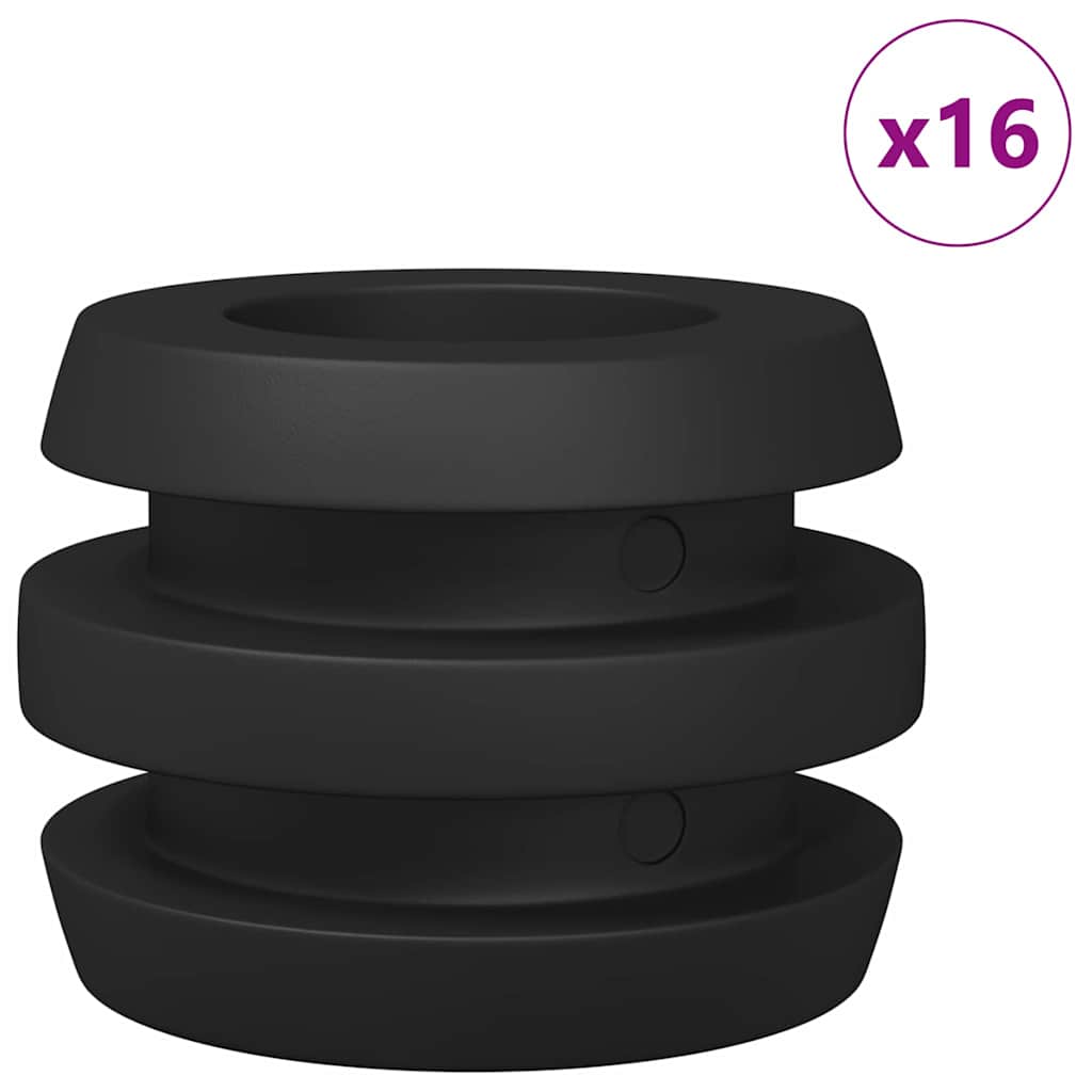 vidaXL Στηρίγματα Σαλαγκάρας 16 pcs Μαύρο 3 x 3 x 2 εκ TPE
