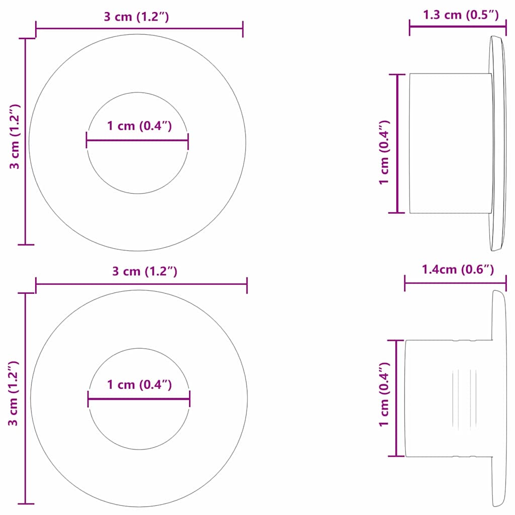 vidaXL Σταματήματα Φουσκωτού Παιχνιδιού 10 pcs Μαύρο 3 x 3 x 1,4 εκ.