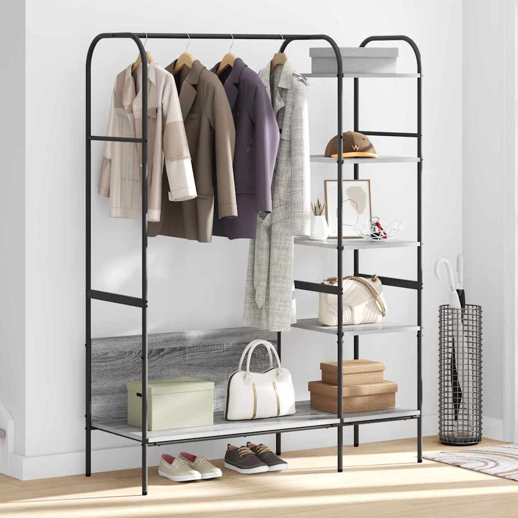 vidaXL Ράφι Ρούχων με ράφι Γκρι 120 x 44 x 160 εκ Επεξεργασμένο ξύλο