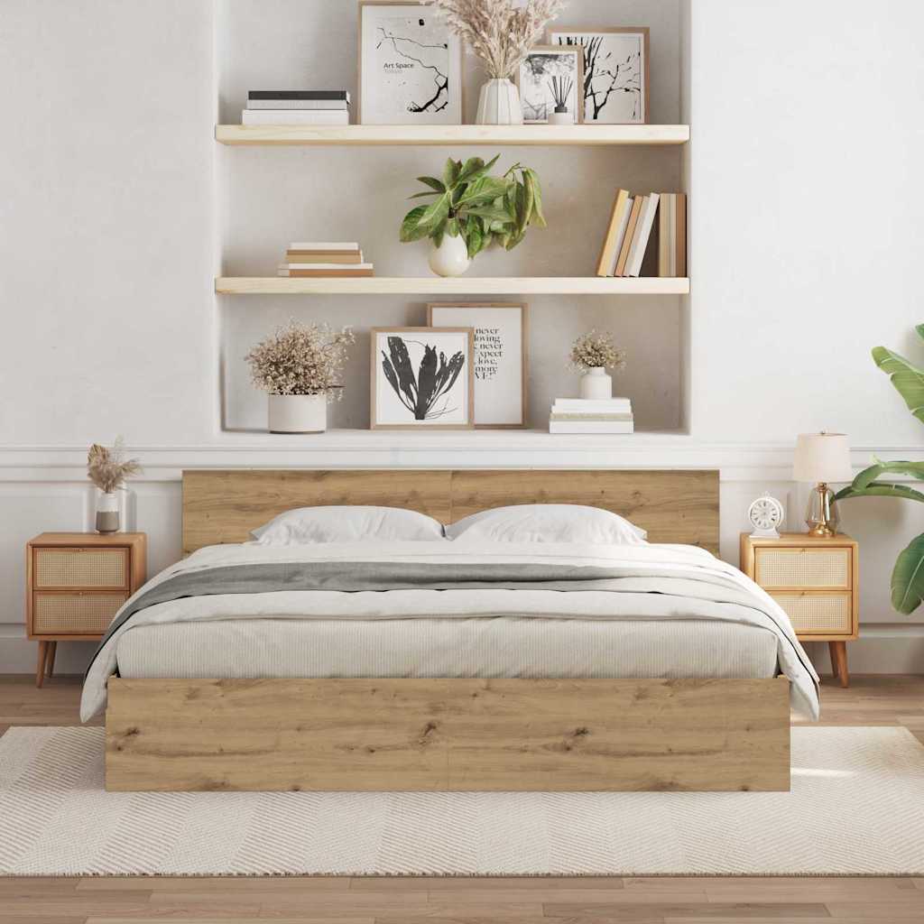vidaXL Σκελετός Κρεβατιού Επιτοίχιο Artisan Oak 203 x 185 x 70 εκ