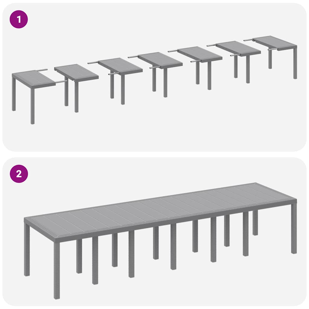 vidaXL Τραπέζι Κήπου Ανοιχτό γκρι 350 x 100 x 73 εκ. συνθετικό ρατάν