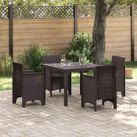 vidaXL Σέτ φαγητού για κήπο 5 pcs Καφέ Rattan Polt