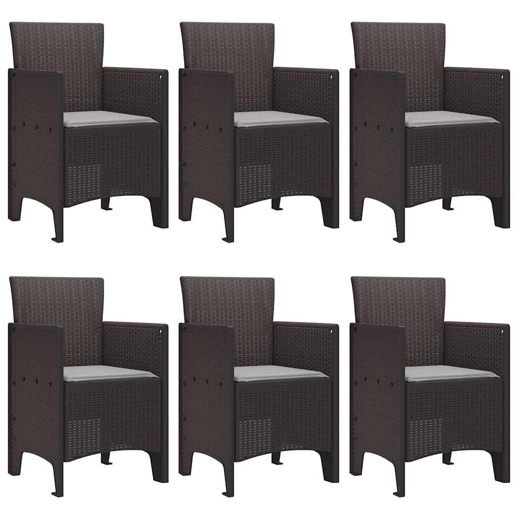 vidaXL Σετ Τραπεζαρίας Κήπου 7 pcs Καφέ PE Ρατάν