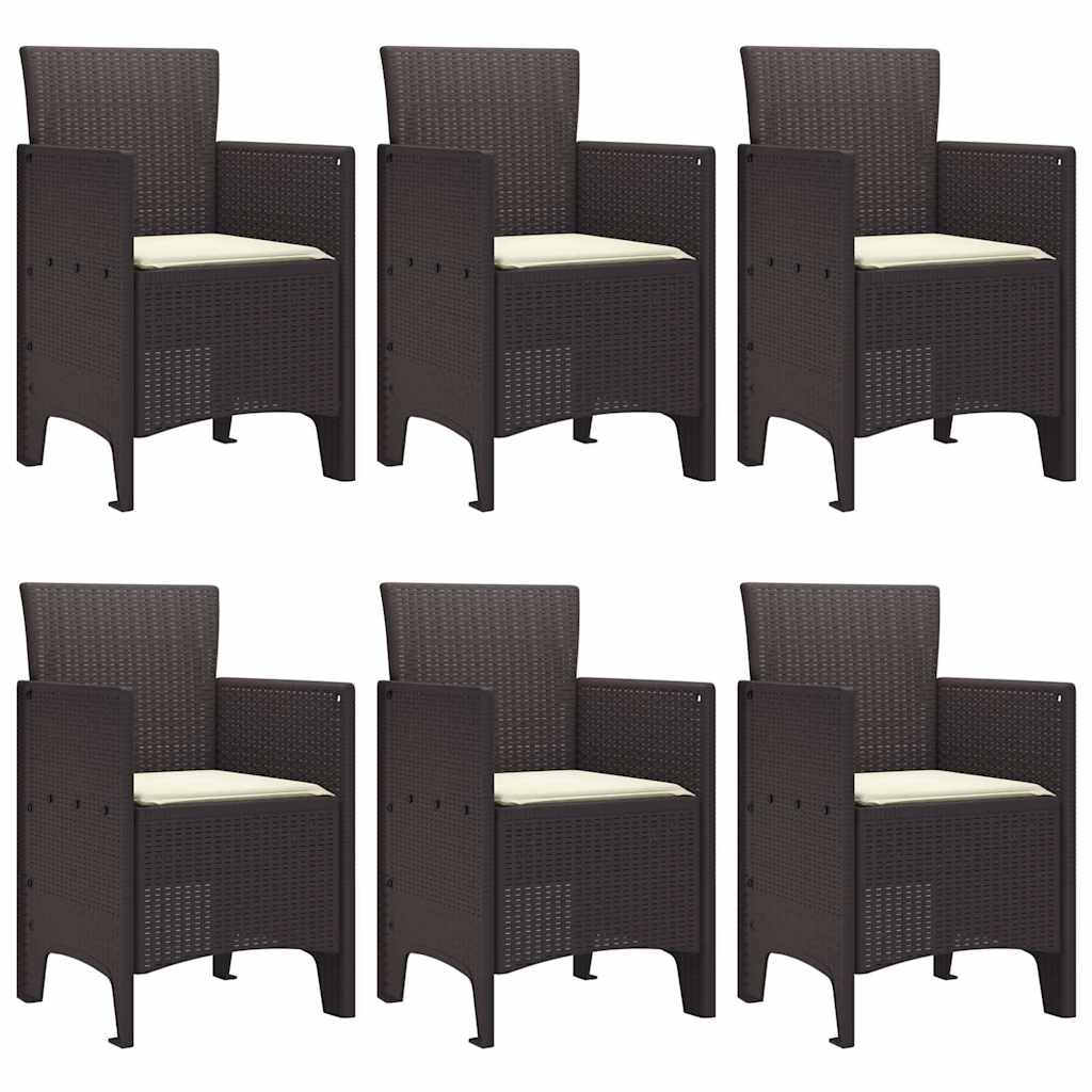 vidaXL Σετ τραπεζαρίας κήπου 7 pcs Καφέ PE Ρατάν