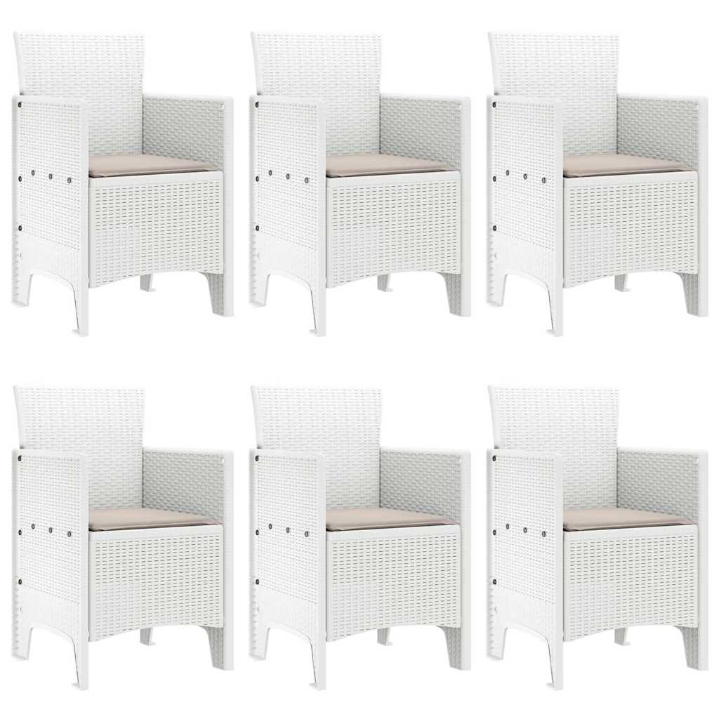 vidaXL Σέτ φαγητού για κήπο 7 pcs Λευκό Rattan Polt