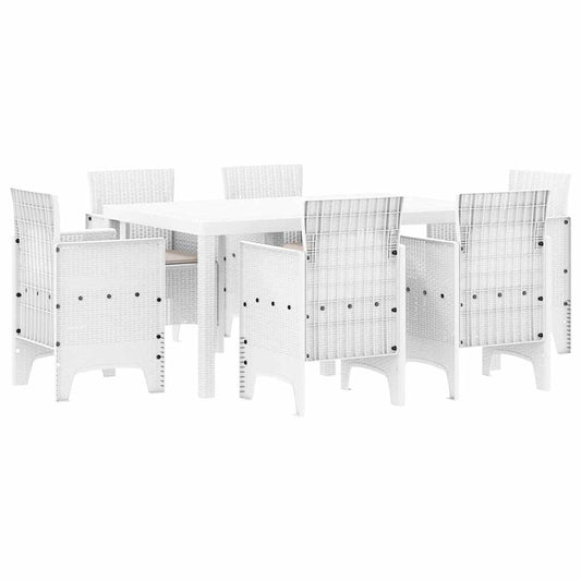 vidaXL Σετ Τραπεζαρίας Κήπου 7 pcs Λευκό PE Ρατάν